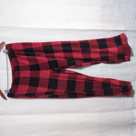 Joyspun Red Black Buffalo Plaid Button Up Two-Piece Lounge Set Size Large - Picture 5 of 6